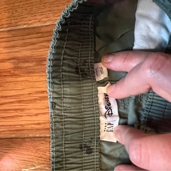 GAP Disney Olive Green Mickey Mouse Print Drawstring Shorts - Picture 4 of 5